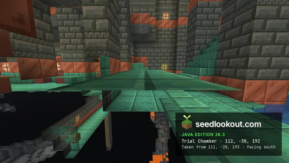 Spectator cutaway through underground terrain showing portions of trial chamber rooms and blocks