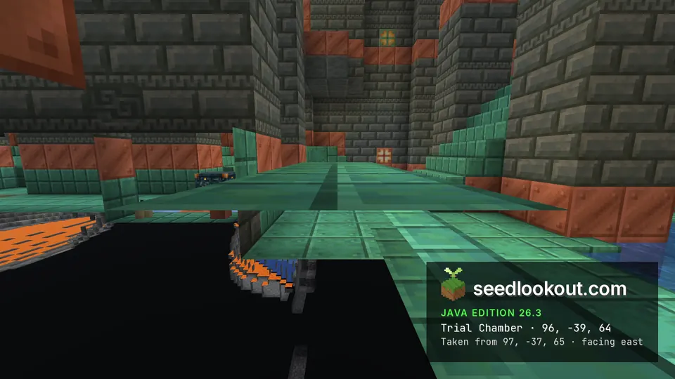 Spectator cutaway through underground terrain showing parts of the checked trial chamber structure