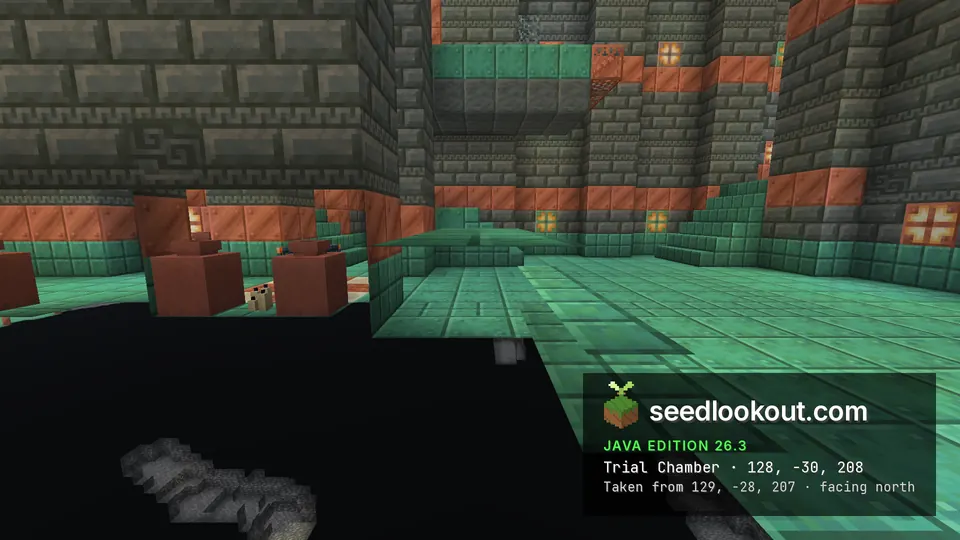 Spectator cutaway through underground terrain revealing portions of the checked trial chamber rooms